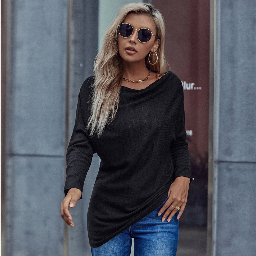 Dame tunika med off-the-shoulder design og elegant samling Stilla