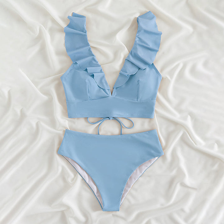 Dame bikini-sæt med flæsede detaljer og raffineret snøre-design Stilla
