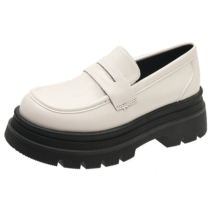 Dame nan mode plateau-loafers i læderlook med profileret gummisål og polstret fodseng Skovae