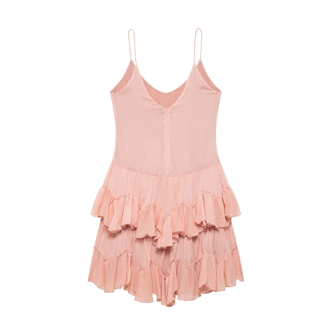 Femme Rüsch Mini Slip Kjole med justerbare stropper og lagdelt kant Stilla