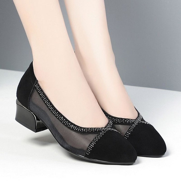 Dame elegante ballerinaer med transparente indsatser og glimmer-accents Stilla