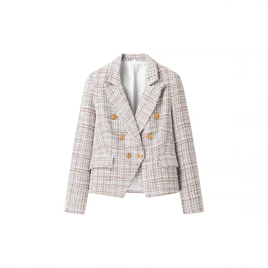 Dame Tweed Blazer-sæt med dobbelt knaplukning og elegant pasform Stilla