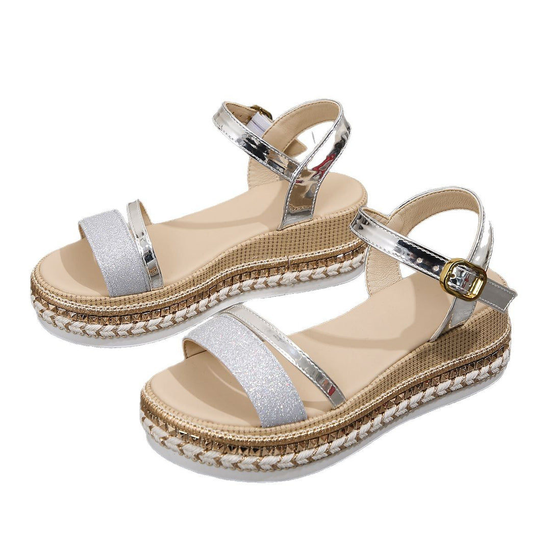 Dame Plateau-sandaler med elegant glimmer-design og moderigtig spændeudsmykning Stilla