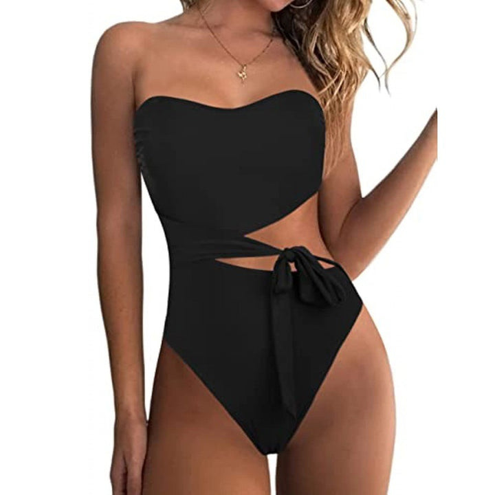 Damer Bandeau Bikini med asymmetrisk snit og moderigtigt dyreprint Skovae