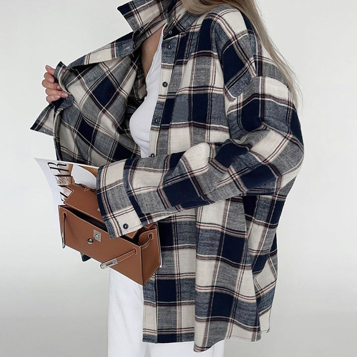 Femme Cozy Flannel Button-Up Skjorte Stilla