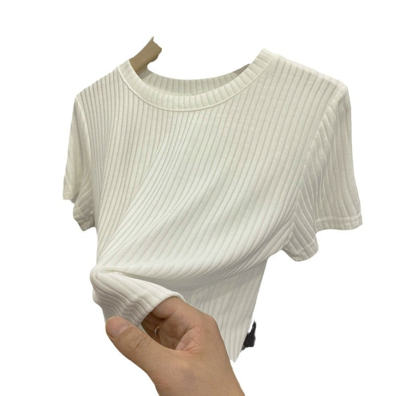 Femme Textureret Rib Korte Ærme Top Stilla