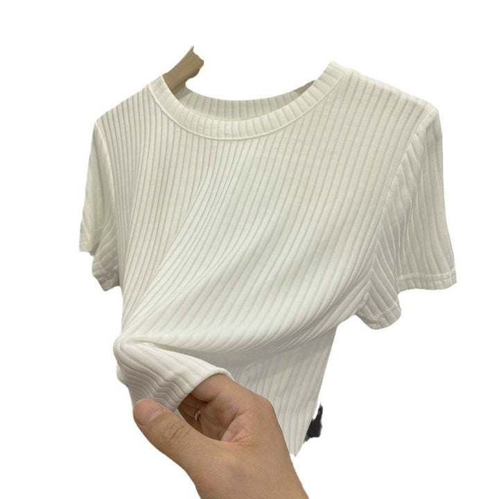 Femme Textureret Rib Korte Ærme Top Stilla