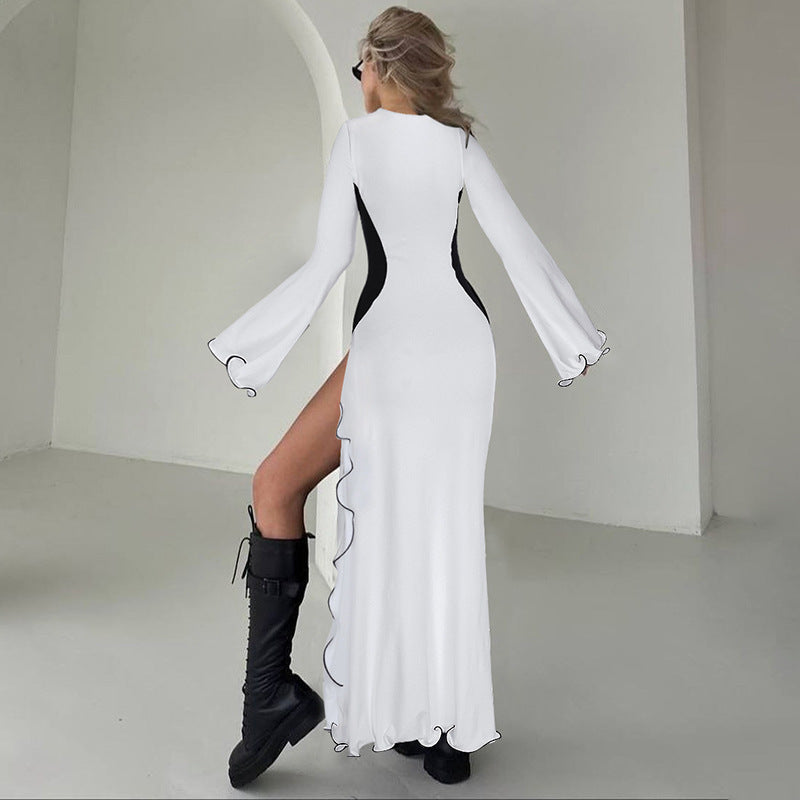 Dame Elegant Maxikjole med Ruffle-detaljer og tætsiddende snit Stilla