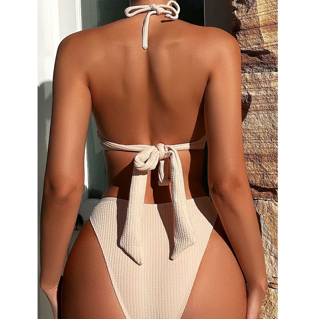 Dame Triangle Bikini Sæt med detaljeret dekoreret design Stilla