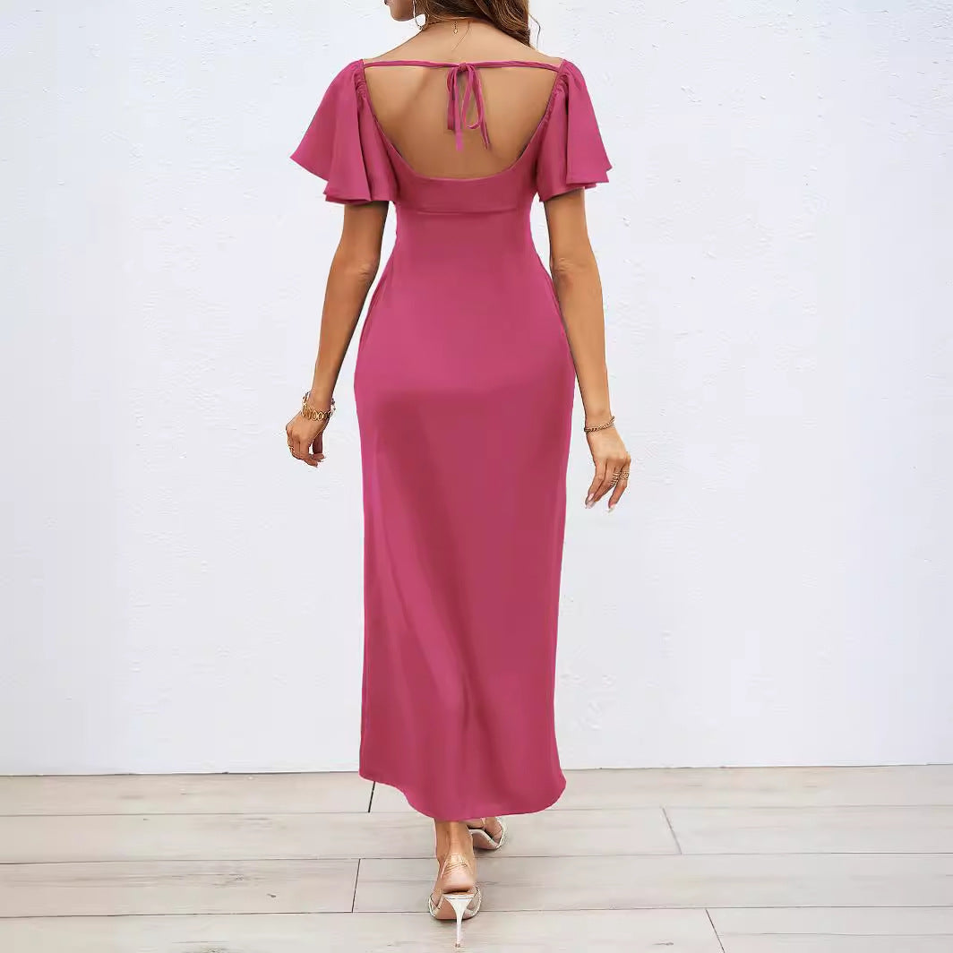 Damer maxi tøj med off-shoulder design, elegant knuddetail og flydende stof Stilla