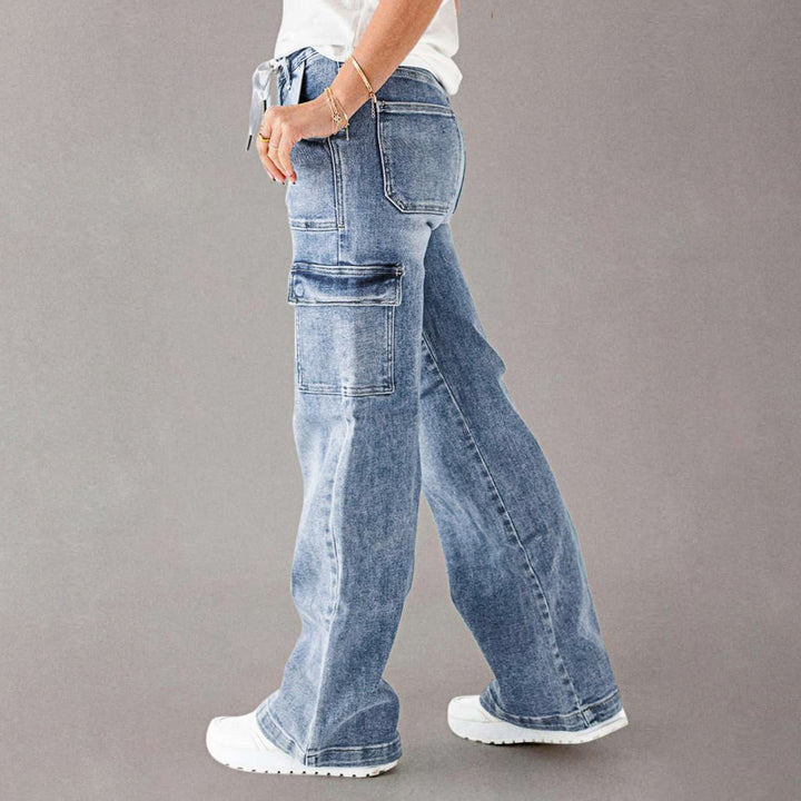 Dame Cargo Jeans med bredt ben og praktiske lommer Stilla