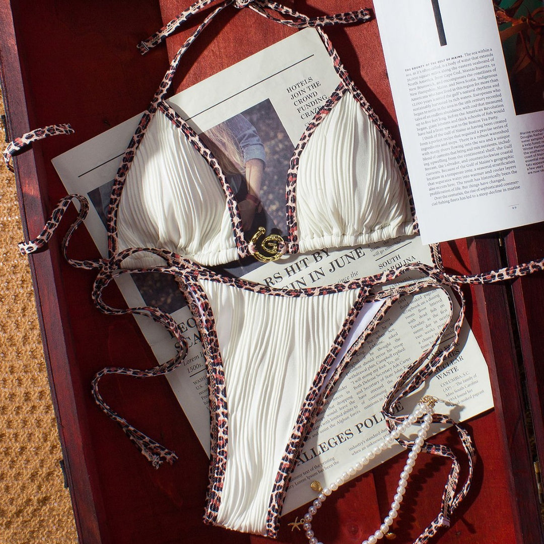 Dame triangel-bikini med fugtafvisende egenskaber og ribbet design Skovae
