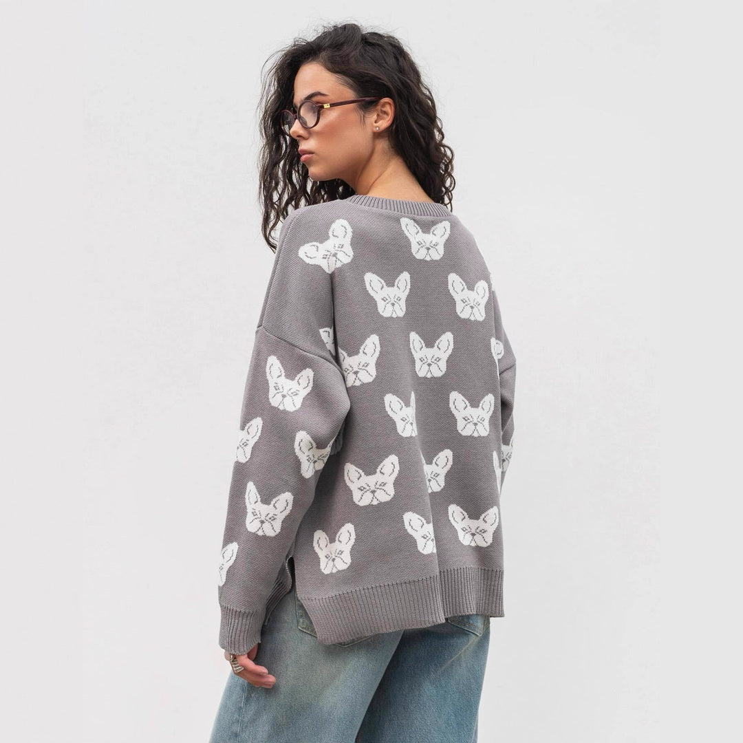 Kvinders sweater med kreativt dyremotiv og afslappet pasform Stilla
