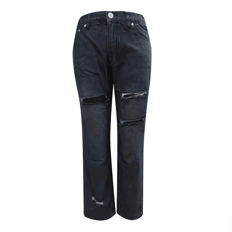 Dame Ripped Jeans i afslappet Urban-stil med højt skåret linning Stilla