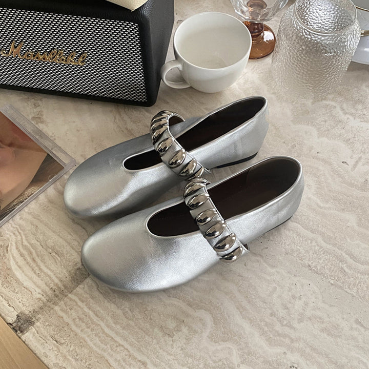 Dame elegante Mary Jane Ballerinas med dekorativ kæderem Stilla