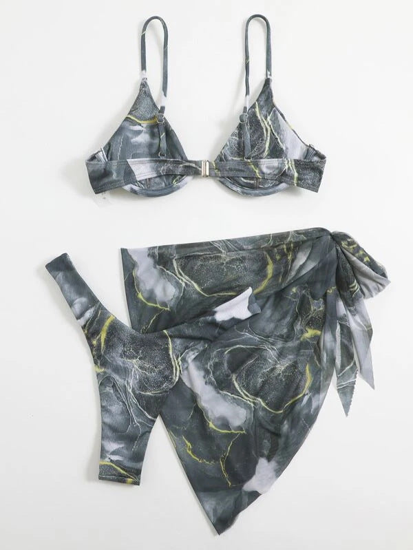 Dame bikini sæt med moderne omslagsskørte og elegant top Stilla