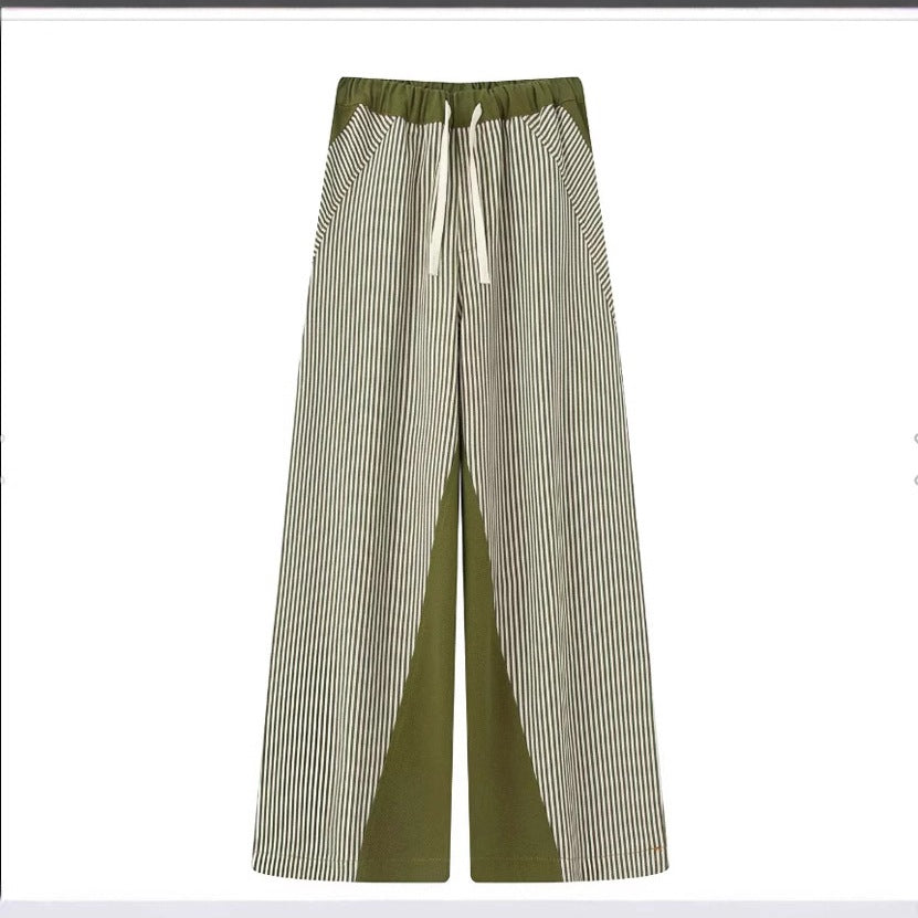 Dame bred stribepants med elastisk talje og praktiske lommer Stilla