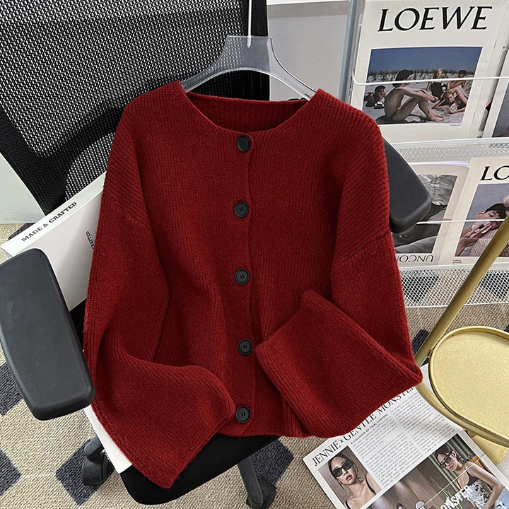 Kvinders afslappede strik cardigan med dekorerede knapdetaljer og løst fit Stilla