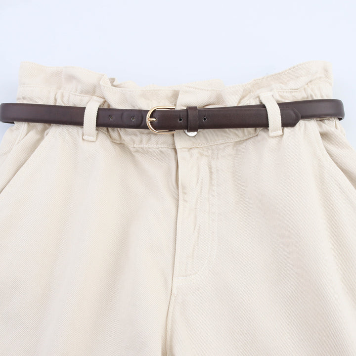 Dame Casual Højtaljede Chino Shorts med Bælte Stilla