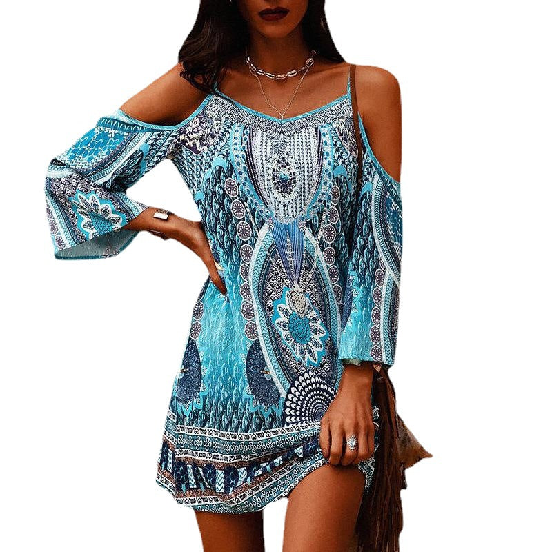 Dame Bohemian Off-Shoulder Tunika Kjole Stilla