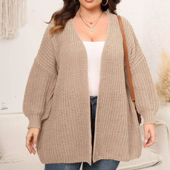 Dame afslappet oversized strikcardigan med dyb V-udskæring og ballonformede ærmer Stilla