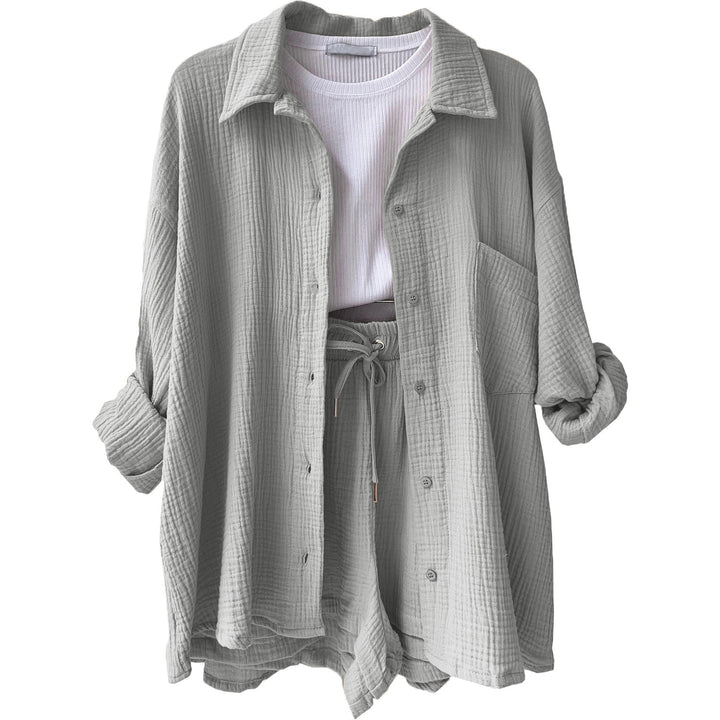Dame afslappet overshirt med matchende shorts Stilla