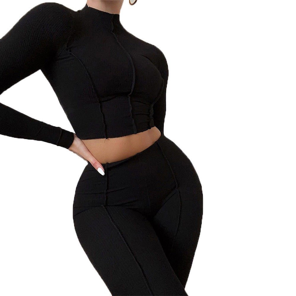 Dame Sporty sæt med højtstående cropped top og tætsiddende leggings Stiila