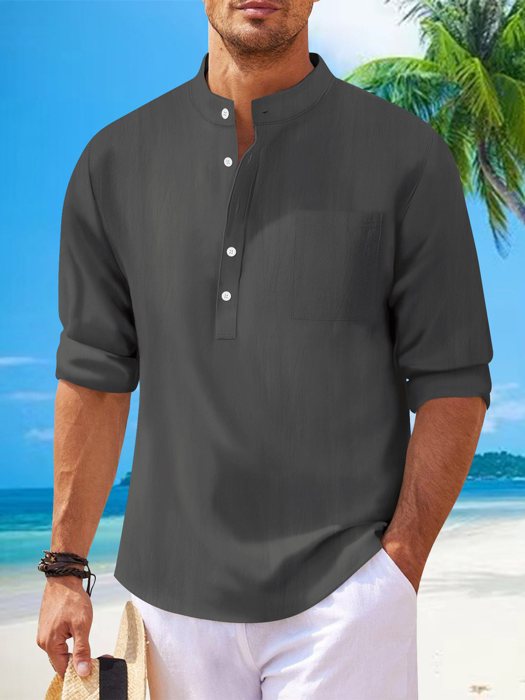 Herrer afslappet linned bluse Stilla