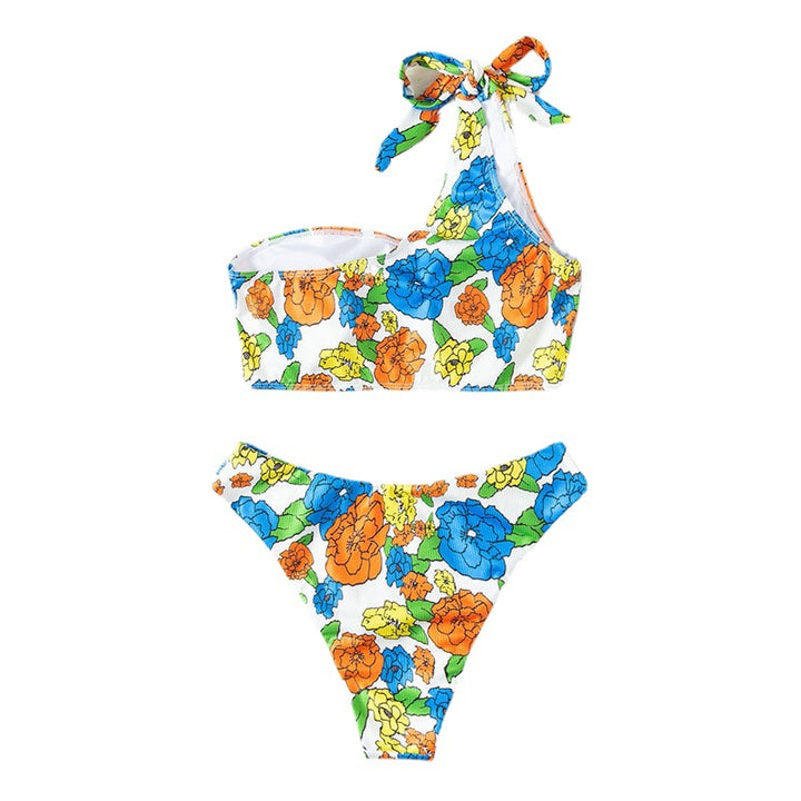 Dame asymmetrisk bikini med blomstret design Skovae
