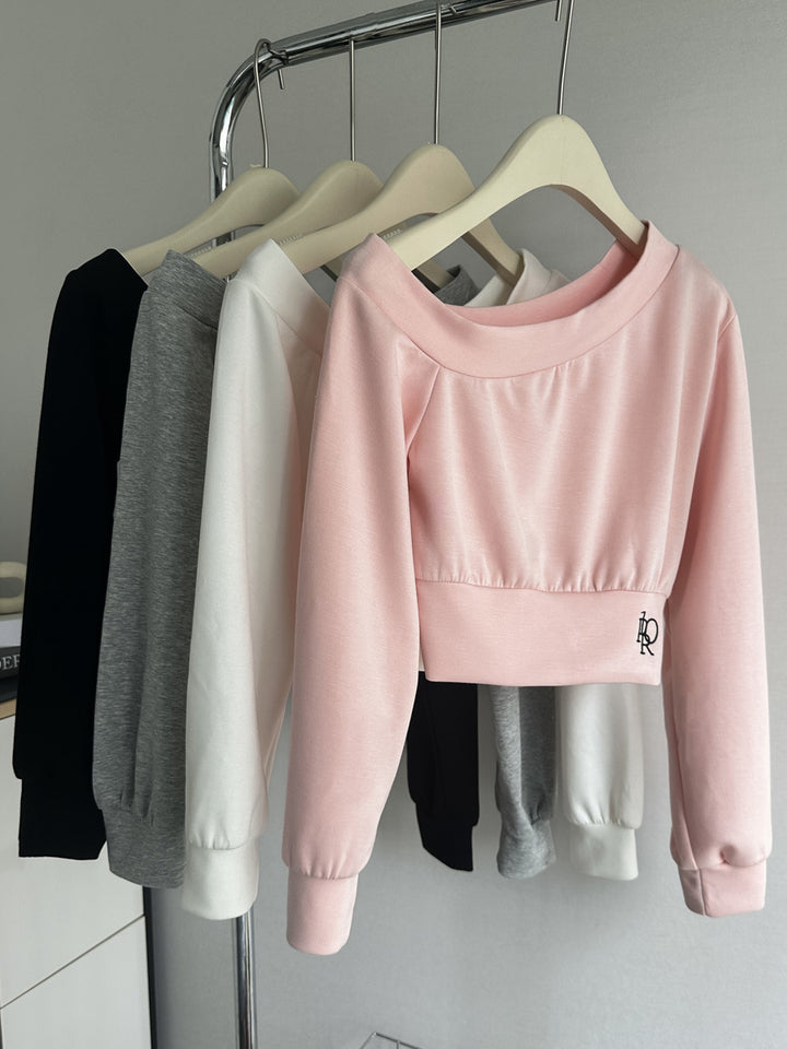 Dame Cropped Langærmet Sweatshirt med elegante Puffærmer Stilla