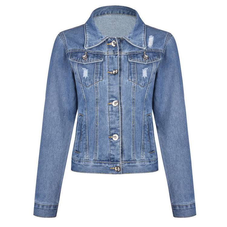 Dame Denim-jakke i afslappet vintage-stil med klassiske detaljer Stilla