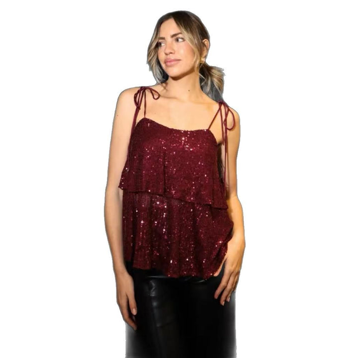 Femme Funklende Lagdelt Crop Top Stilla