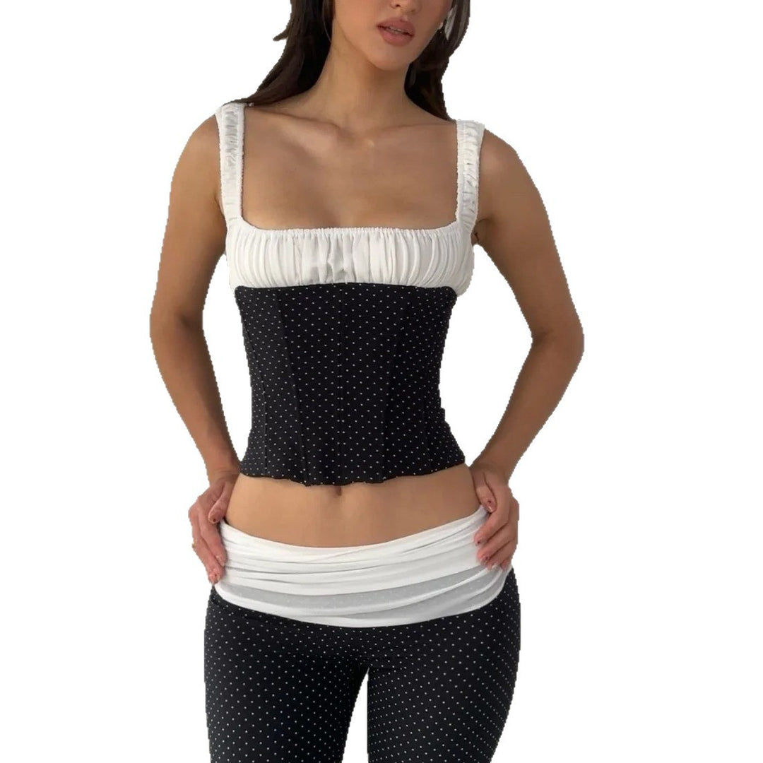 Dame Trendy Bustier med Kapærmer og Rynkedetaljer Stilla