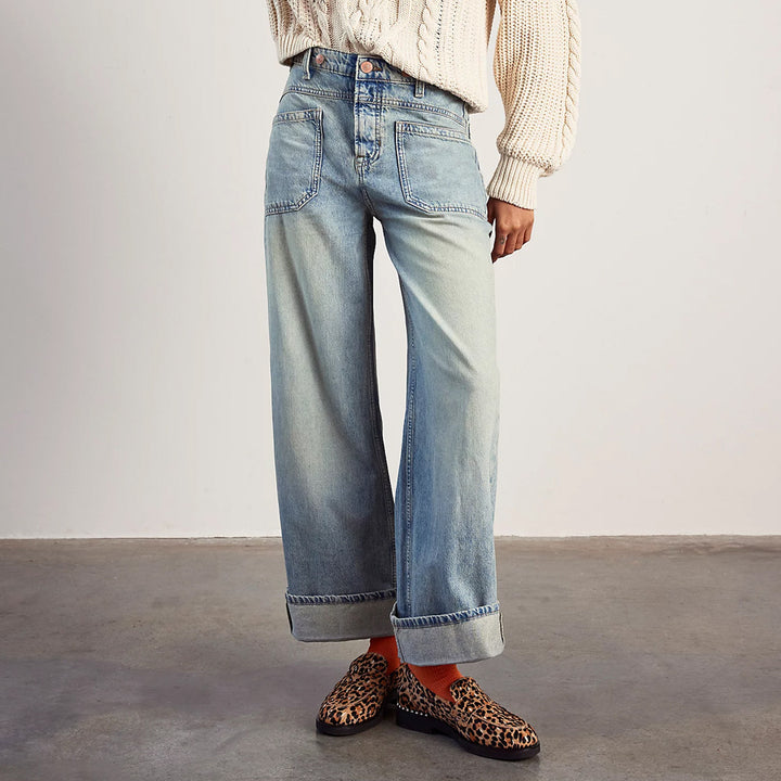 Dame brede jeans med høj talje og sund pasform Stilla