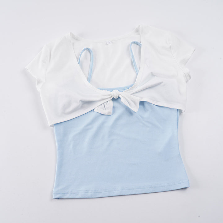 Dame Crop-top med legende knude og ærmeløs design Skovae