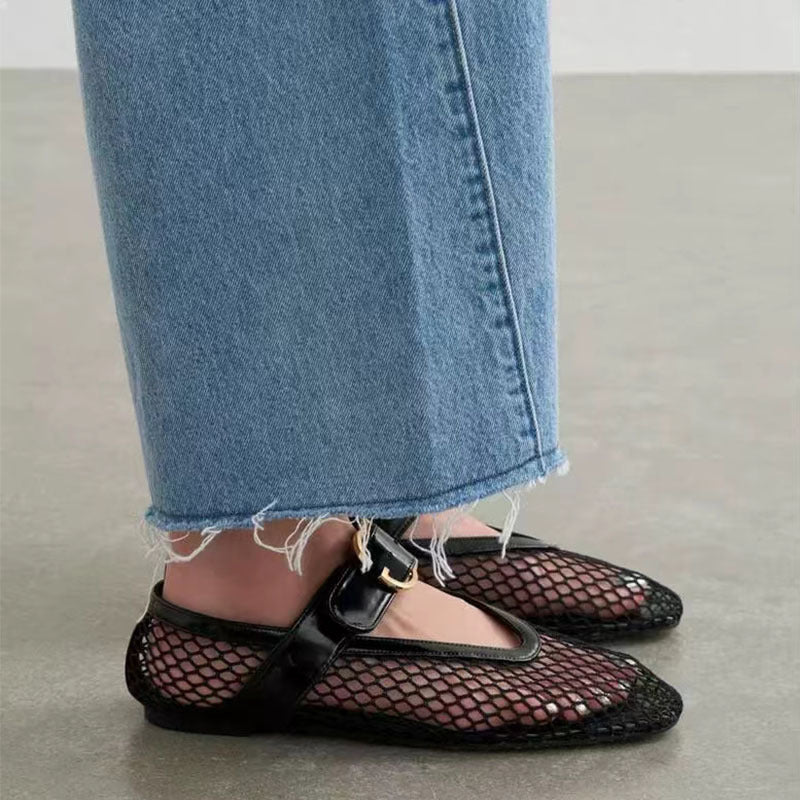 Femme Elegante Mesh Remme Flade Sko Stilla