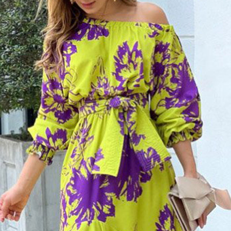 Kvinders elegante maxikjole med off-shoulder design og flæse detaljer Stilla