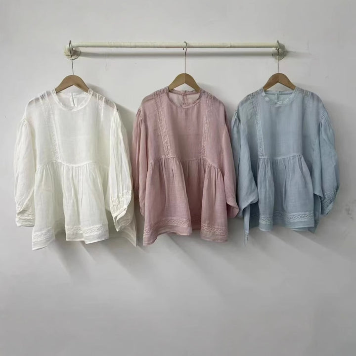 Femme Elegant Afslappet Pasform Spids-Detail Bluse Stilla