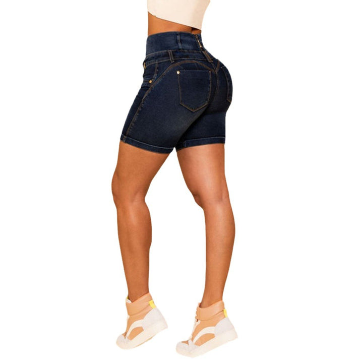 Dame Højtaljede Denim-Shorts med figurskabende snit og kvalitetsdetaljer Stilla
