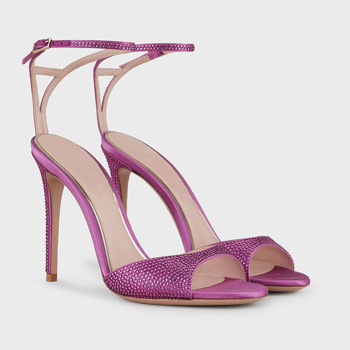 Femme Strass-besatte Open-Toe Stiletto-Hæle Stilla