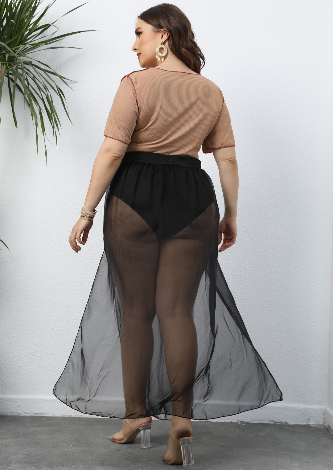 Femme Transparent Maxi Strand Dække Nederdel Stilla