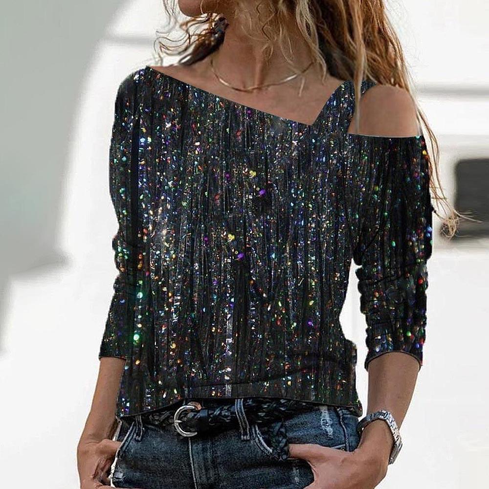 Dame Off-Shoulder Sweatshirt med marmorering design Stilla