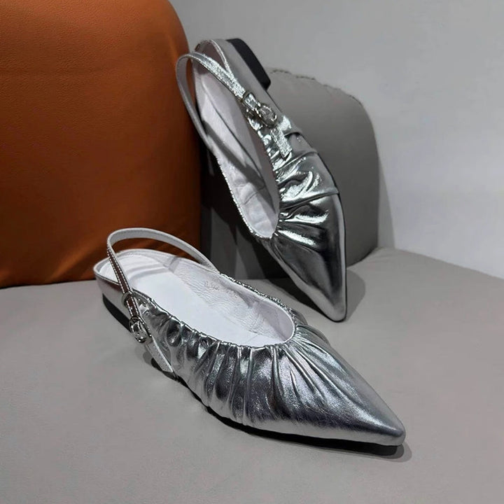 Dame elegante Slingback Ballerinas med flæseaccent Stilla