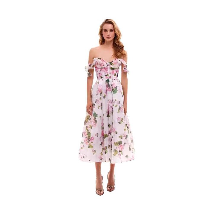 Dame Midi-kjole med blomstertryk og justerbare stropper Stilla