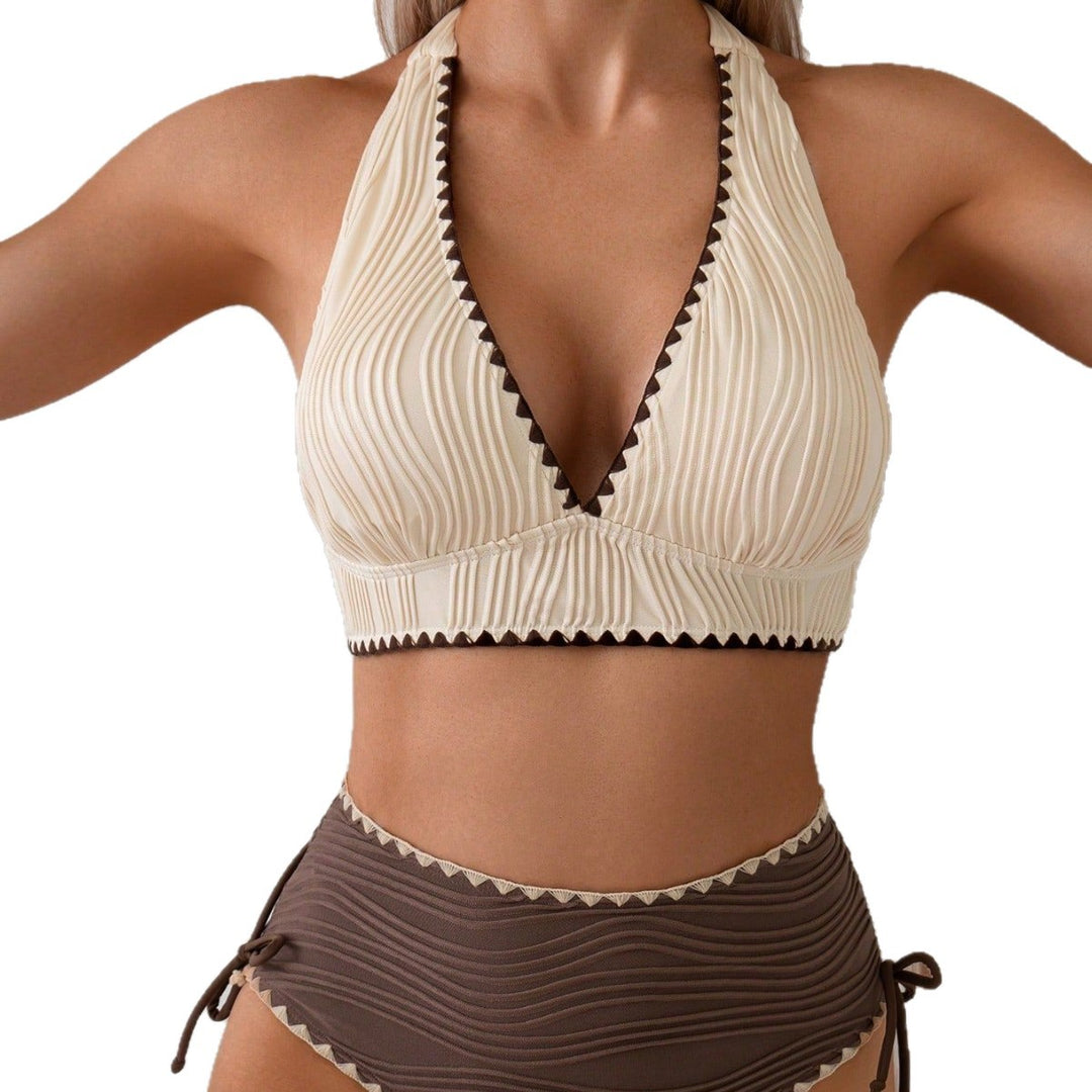 Dame højtaljede bikini-sæt med ruffles detaljer Skovae