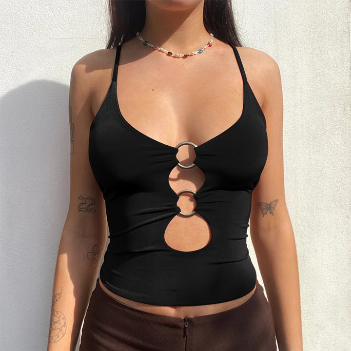 Dame Crop-Top med dekorative Cut-Outs Skovae