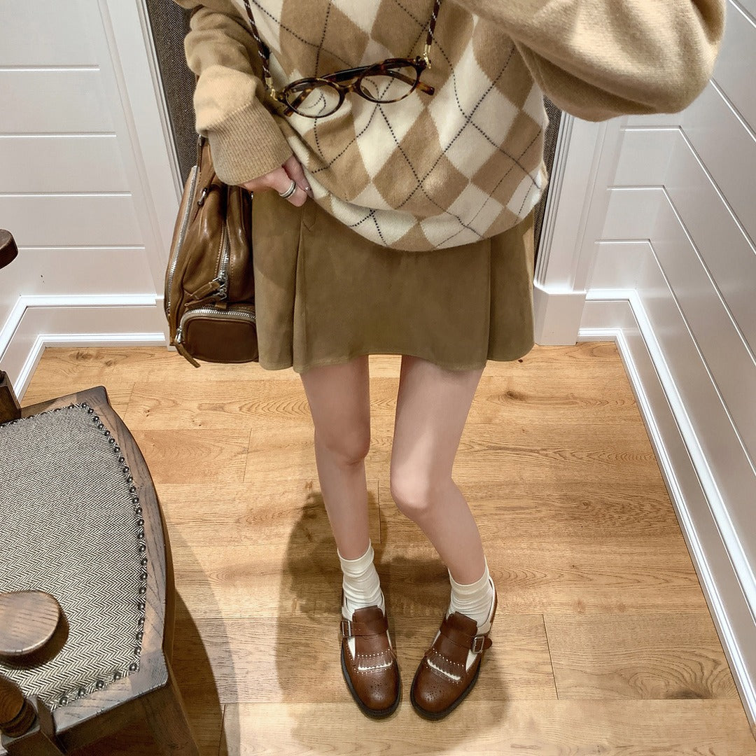 Herrer vintage-inspirerede læder monk strap sko Stilla