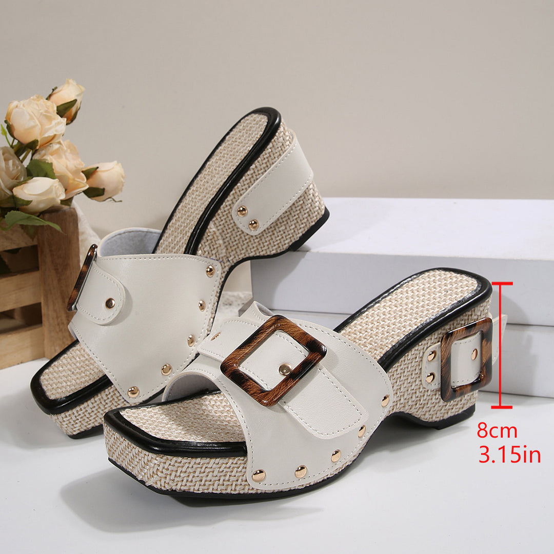 Dame platform-sandaler med fashionabel trælukning og skridsikker sål Stilla