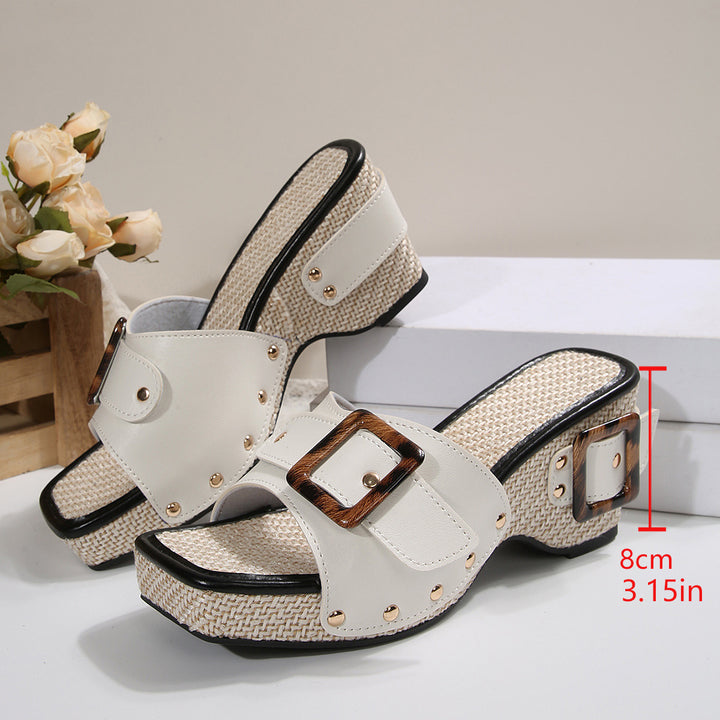 Dame platform-sandaler med fashionabel trælukning og skridsikker sål Stilla