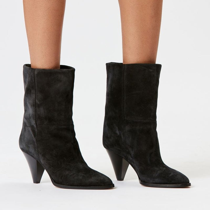 Femme High-Stiletto Denim Ankestävler med Sculpted Heel Stilla